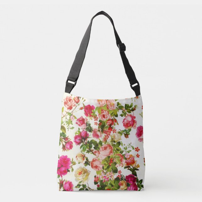 Bolsa Ajustável Vintage Summer Pink Rose Flowies (Frente)