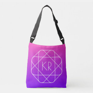 Bolsa Ajustável Violeta roxa magenta geométrica legal do monogram