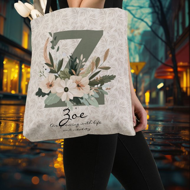 Bolsa Ajustável Vitalidade vibrante de Zoe - Monograma Floral de B (Criador carregado)