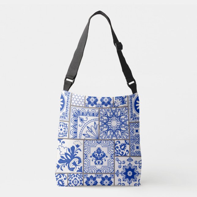 Bolsa Ajustável Vitoriano Majolica: Padrão de Azulejo de Patches. (Frente)