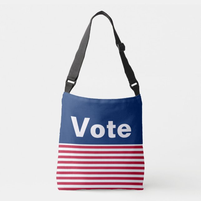 Bolsa Ajustável Votar Branco Vermelho e Azul com Strips Patriótico (Frente)