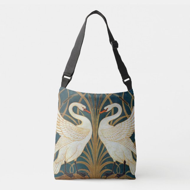 Bolsa Ajustável Walter Crane Swan, Rush E Iris Art Nouveau (Frente)