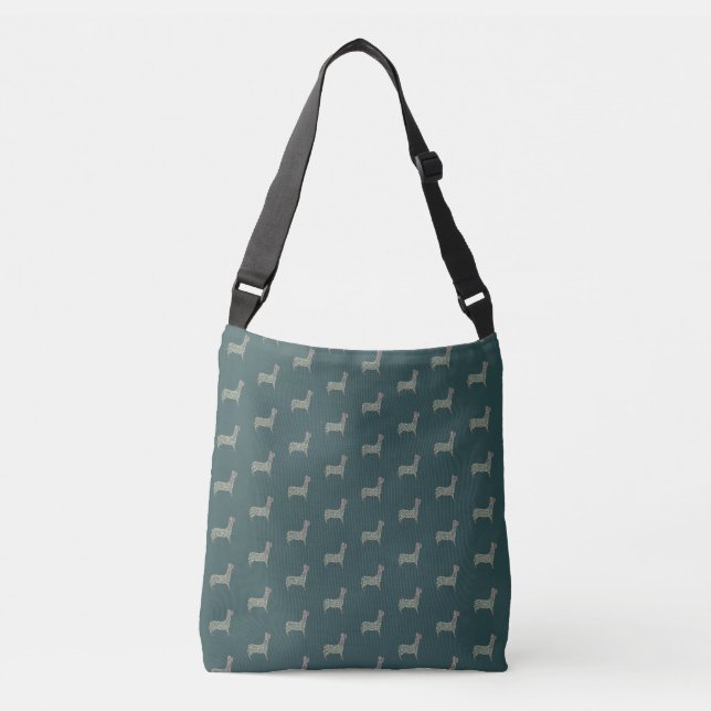 Bolsa Ajustável Warm Gold Gradient Paw Print Dog Silhouette Fabric (Frente)