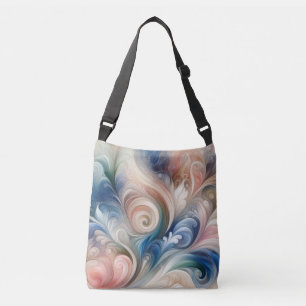 Bolsa Ajustável Watercolor Fantasy Floral Pastel Blue & Cream