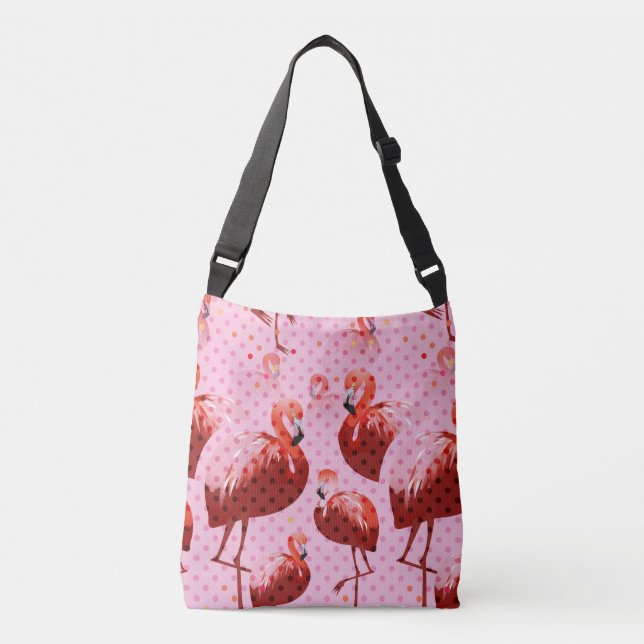 Bolsa Ajustável Watercolor Flamingo Pattern (Frente)