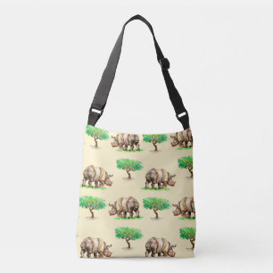 Bolsa Ajustável Watercolor Rhino: Padrão Pintado À Mão.