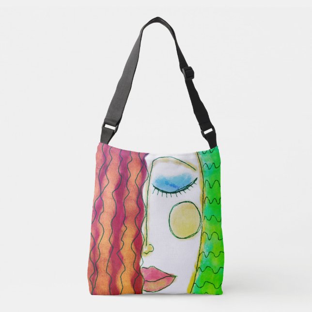 Bolsa Ajustável Wavy Red Hair Abstrato Art (Frente)
