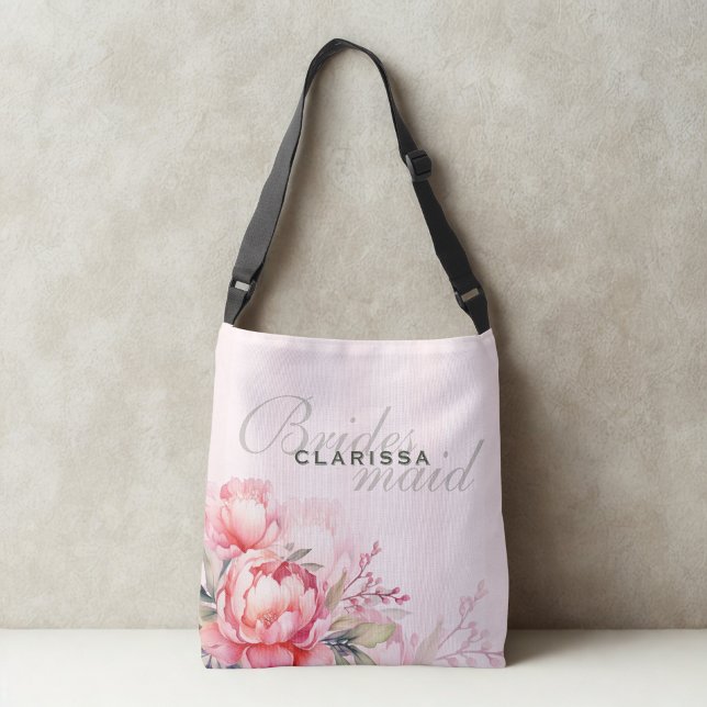 Bolsa Ajustável Wedding Bridesmaid | Pink Peony & Sage Green (Criador carregado)