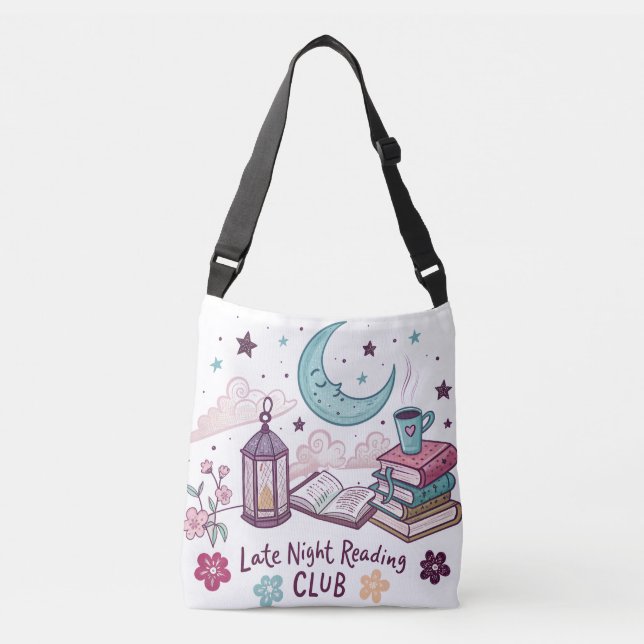 Bolsa Ajustável Whimsso Late Night Reading Club Moon Book Café (Frente)