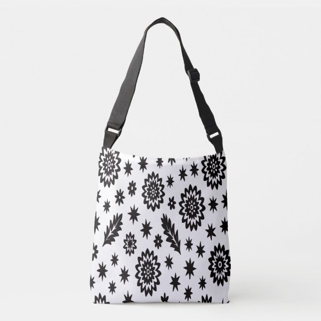 Bolsa Ajustável White e Black Stars Crossbody Bag (Frente)