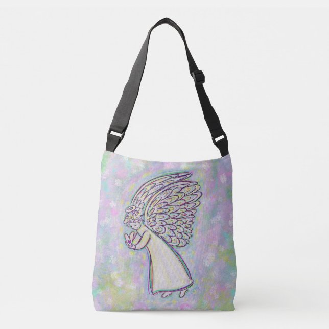 Bolsa Ajustável White Guardian Angel Purpose Art Cross Body Bag (Frente)