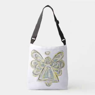 Bolsa Ajustável White Guardian Angel Purpose Art Cross Body Bag