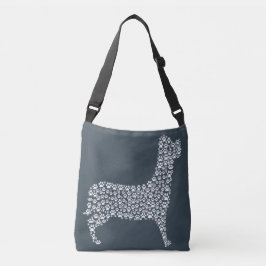 Bolsa Ajustável White Paw Print Dog Silhouette Pattern Fabric