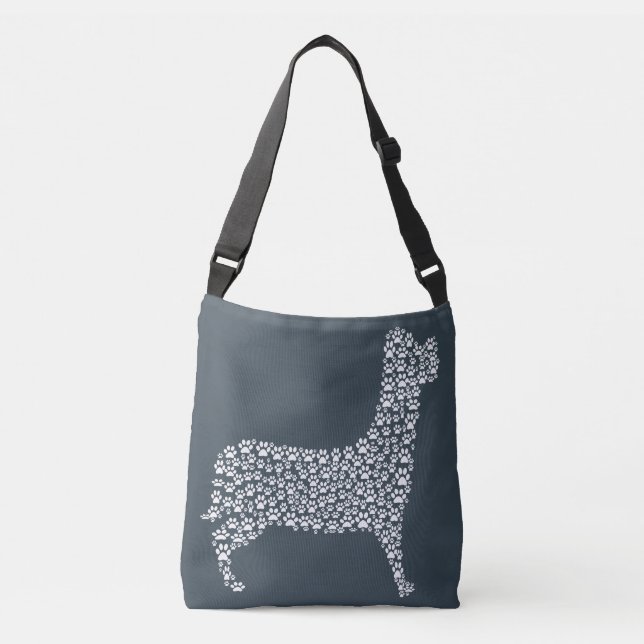 Bolsa Ajustável White Paw Print Dog Silhouette Pattern Fabric (Frente)