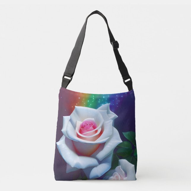 Bolsa Ajustável White Rose Crossbody Bag (Frente)