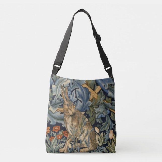 Bolsa Ajustável William Morris Forest Rabbit Floral Art Nouveau (Frente)