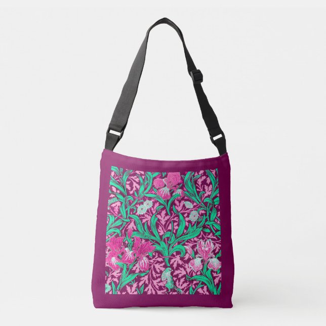 Bolsa Ajustável William Morris Irises, Fuchsia Pink e Wine (Frente)