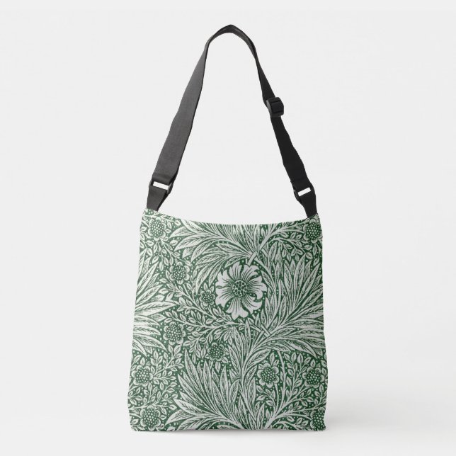 Bolsa Ajustável william morris marigold verde floral flor (Frente)