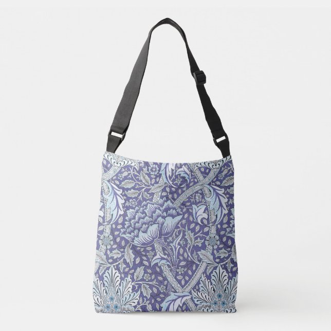 Bolsa Ajustável William Morris Windrush flores florais azuis (Frente)