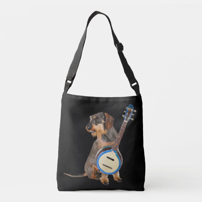 Bolsa Ajustável Wirehair Dachshund Tocando Banjo (Verso)