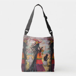 Bolsa Ajustável Witch Way Witch Cat Fantasy Art Halloween Wiccan