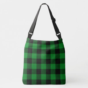 Bolsa Ajustável Xadrez De Búfalo Verde E Preta