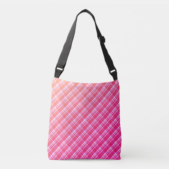 Bolsa Ajustável Xadrez de gradiente rosa (Frente)