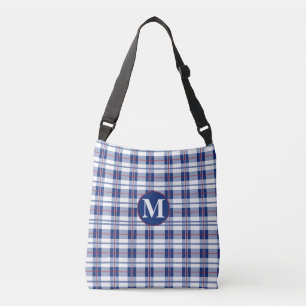 Bolsa Ajustável Xadrez de Monograma Pequeno, Vermelho, Branco e Az
