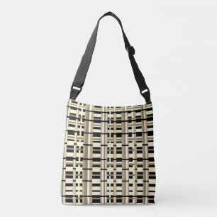 Bolsa Ajustável Xadrez em Taupe, Tan, Preto, Branco Moderno