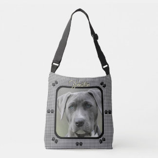 Bolsa Ajustável Xadrez Preto e Branco Chic Foto de Pet Impressão d