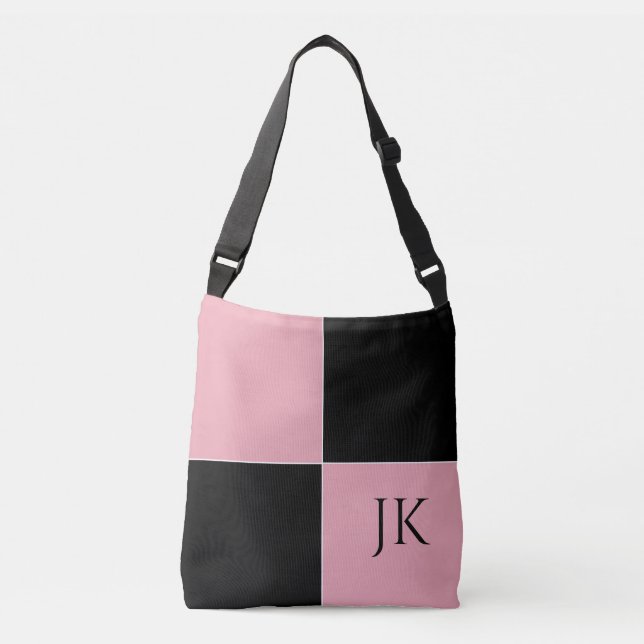 Bolsa Ajustável Xadrez Rosa e Preto  (Frente)
