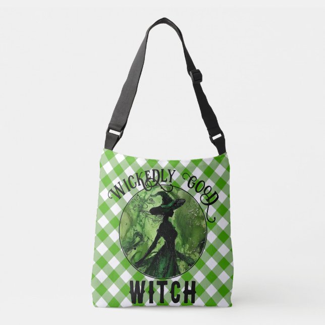 Bolsa Ajustável Xadrez Verde de Gingham de Bruxas Muito Boa (Frente)