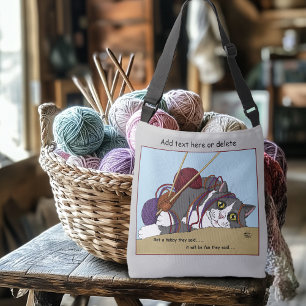 Bolsa Ajustável Yarn Knitting Engraçado Cat