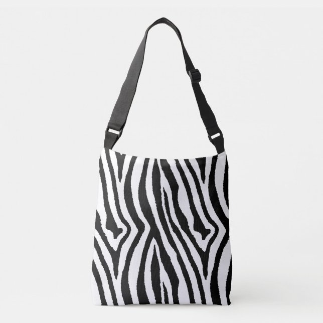 Bolsa Ajustável Zebra Strips Preto e Branco | Impressão na moda An (Frente)