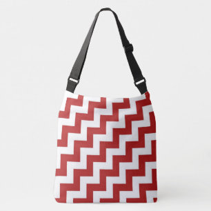 Bolsa Ajustável Zigzags de Diagonal Branco e Vermelho Tudo-sobre-I