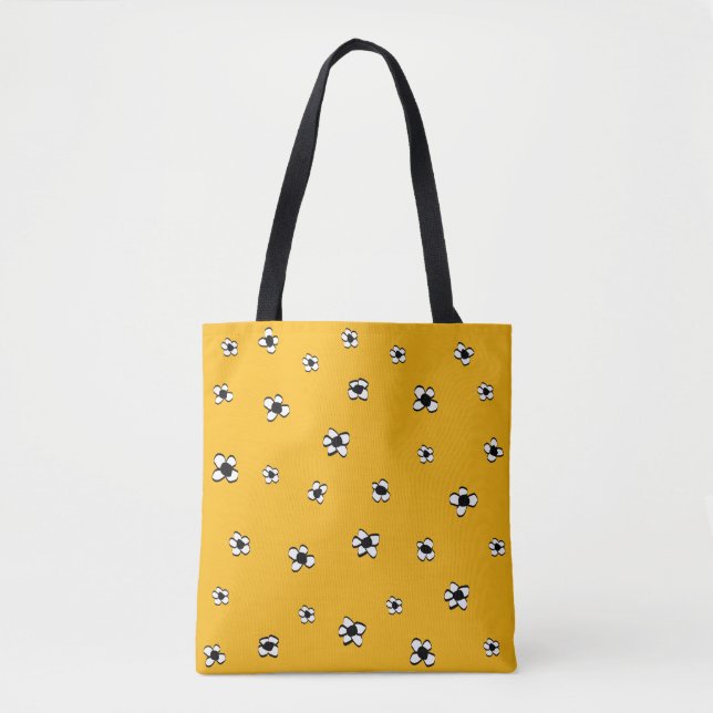 Bolsa amarelo com flores brancas (Frente)