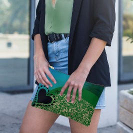 Bolsa Aqua Azul Verde Chic Floral Coração