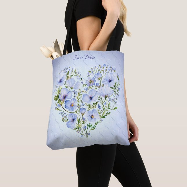 Bolsa Azul Coração Floral Tote (Close Up)