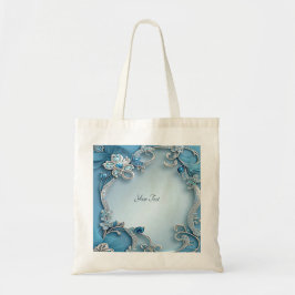Bolsa Azul Ornada com Flores