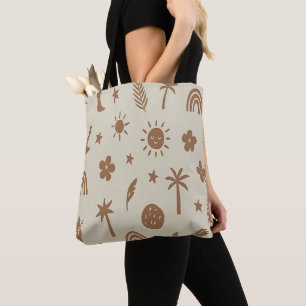 Bolsa Boho Tote Palma Bege e Lua