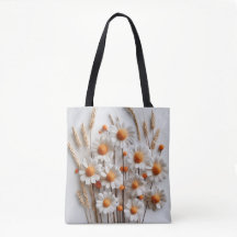 Bolsa Branco Floral com Laranja Checado