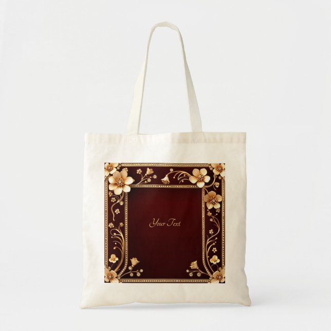 Bolsa Burgundy Golden Flowers (Frente)