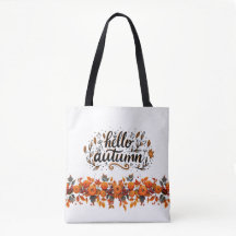 Bolsa com cópia "Hello Autumn" e abóbora