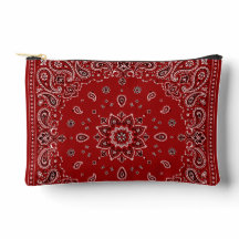 Bolsa com fecho de correr estampada com lenço verm