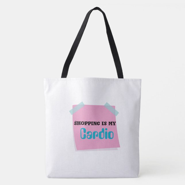 Bolsa "Comprar É Meu Cardio - Tote Bag Divertido" (Frente)