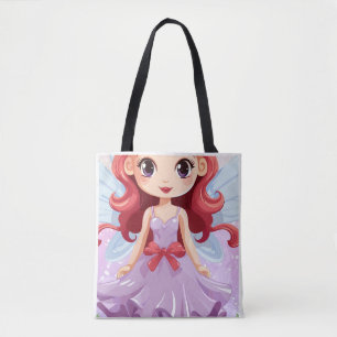 Bolsa Cute Chibi Fada Anjo Vestido Roxo Ombro Tote