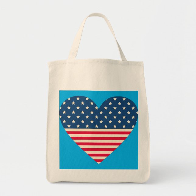 Bolsa da American Flag Heart Grocery (Frente)