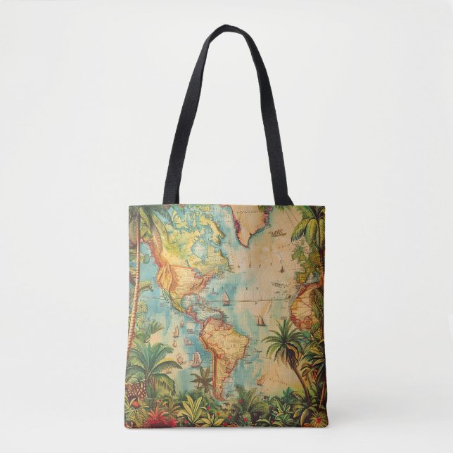 Bolsa da coleção atlas vintage Tote (Frente)