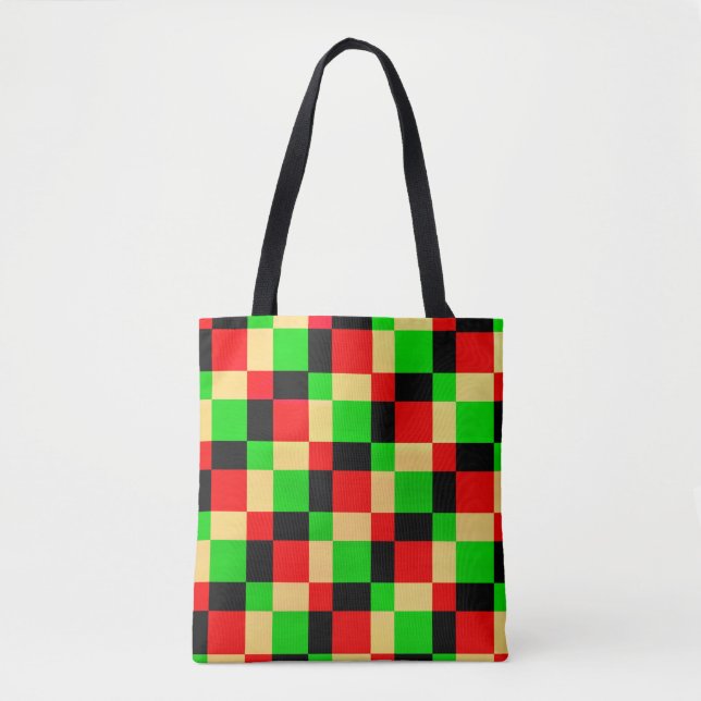 Bolsa de Arte em Quadrados Geométricos Coloridos (Frente)