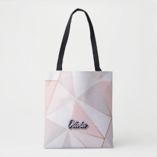Bolsa de arte geométrica em Rosa Dourado
